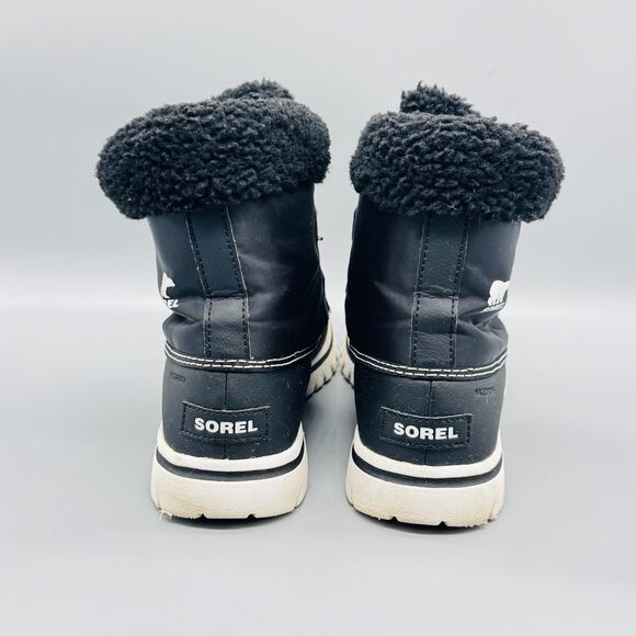 Sorel Boots Womens 8.5 Black Waterproof Faux Fur Lace Up Carnival Winter Snow - Picture 7 of 13